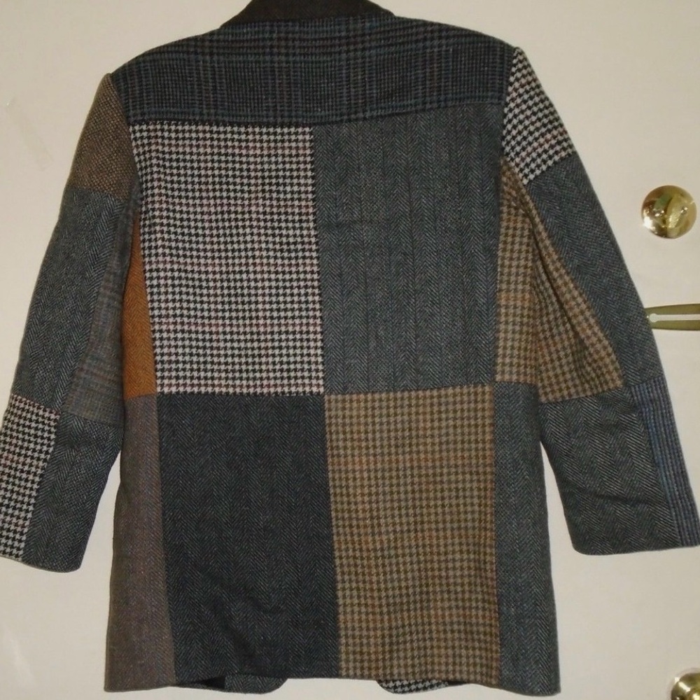 Patchwork Blazer - Brown, Gray, and Tan - image 3